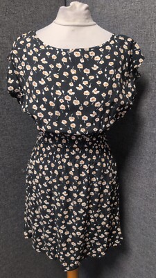 AX Paris Shirred Waist Dress Floral Black UK 10 LN053 DD 01
