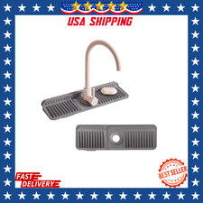 17.7 in. Silicone Sink Splash Guard Mat with Drip Tray Sponge Soap Holder, Gray.