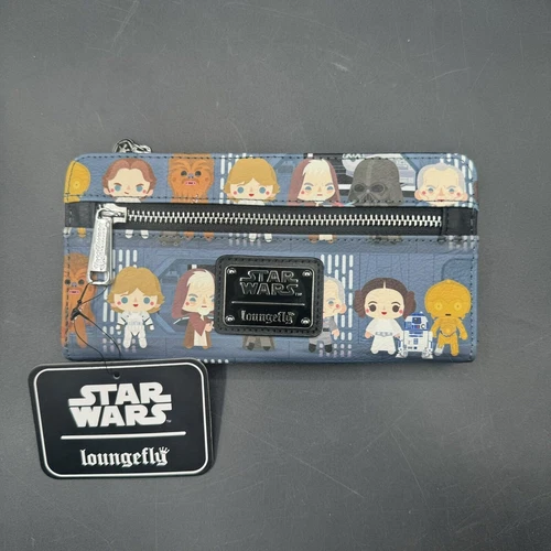 New With Tags Star Wars Loungefly Wallet Chibi Battle Station Blue OG character