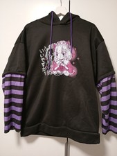 Black/Purple Anime Hoodie Schwarz/Lila Kapuze...