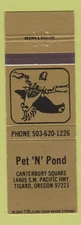 Matchbook Cover - Pet N Pond Pet Store Tigard OR