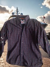 Pre Owned Men s Tommy Hilfiger 80 s Two Ply Cotton Button Up Plaid Shirt Sz Lg