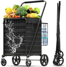 5.0 Cu Ft Folding Shopping Cart 480 lb Capacity Braked