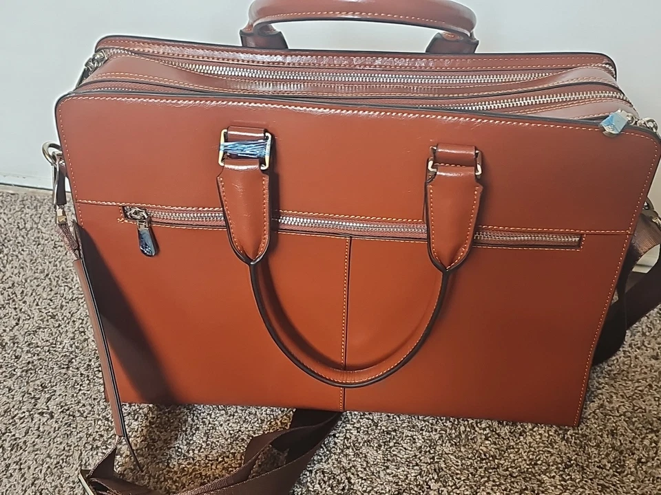 BOSTANTEN Maletines para Hombre Bolso de Cuero para Laptop 15.6 pulgadas Computadora Mensajero Foto 4 de 4