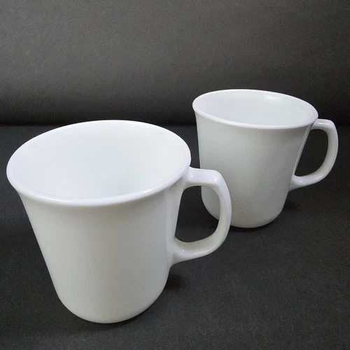 Pair Corning USA VTG Winter Frost White Coffee Mugs Tea Cups D Handle Set of 2