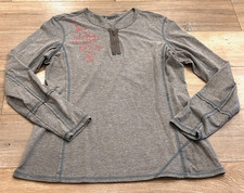 Title Nine 1/4 Zip Long Sleeve Pullover Shirt Women's Sz M Gray Orange Floral