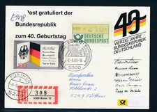 E9148) Reco-Karte, RZ 5300 Bonn 12, So-Karte 40 Jahre BRD SST 7.9.89