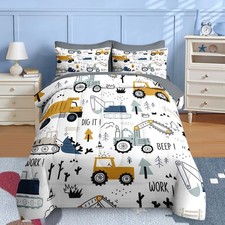 7 Pcs Comforter Set Full Size, Cute Cars Truck Tractor Bedding for Kids Teen,...