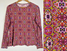 Lands End Rash Guard Shirt Size Small Pink Multi Color Geometric Surfing Sailing