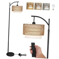 Arc Floor Lamp for Living Room with 3 Color Temperatures, Farmhouse Rustic
