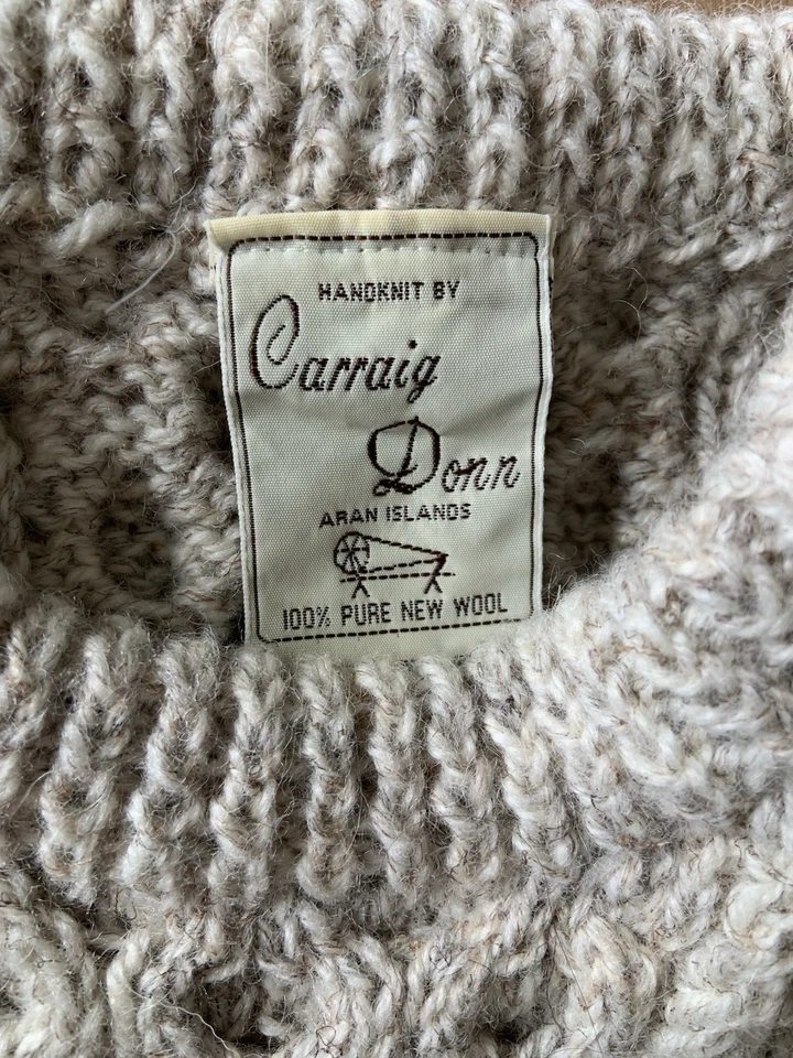 Suéter Carraig Donn Grueso Tejido con Cable 100% Lana Islas Aran Talla 44 Nuevo sin Etiquetas Foto 4 de 4