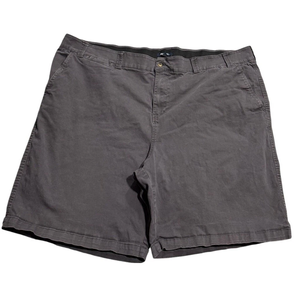 King Size Chino Shorts Mens Size 54 Big 9.5" Gray Khaki Stretch Waist 70-0115-9