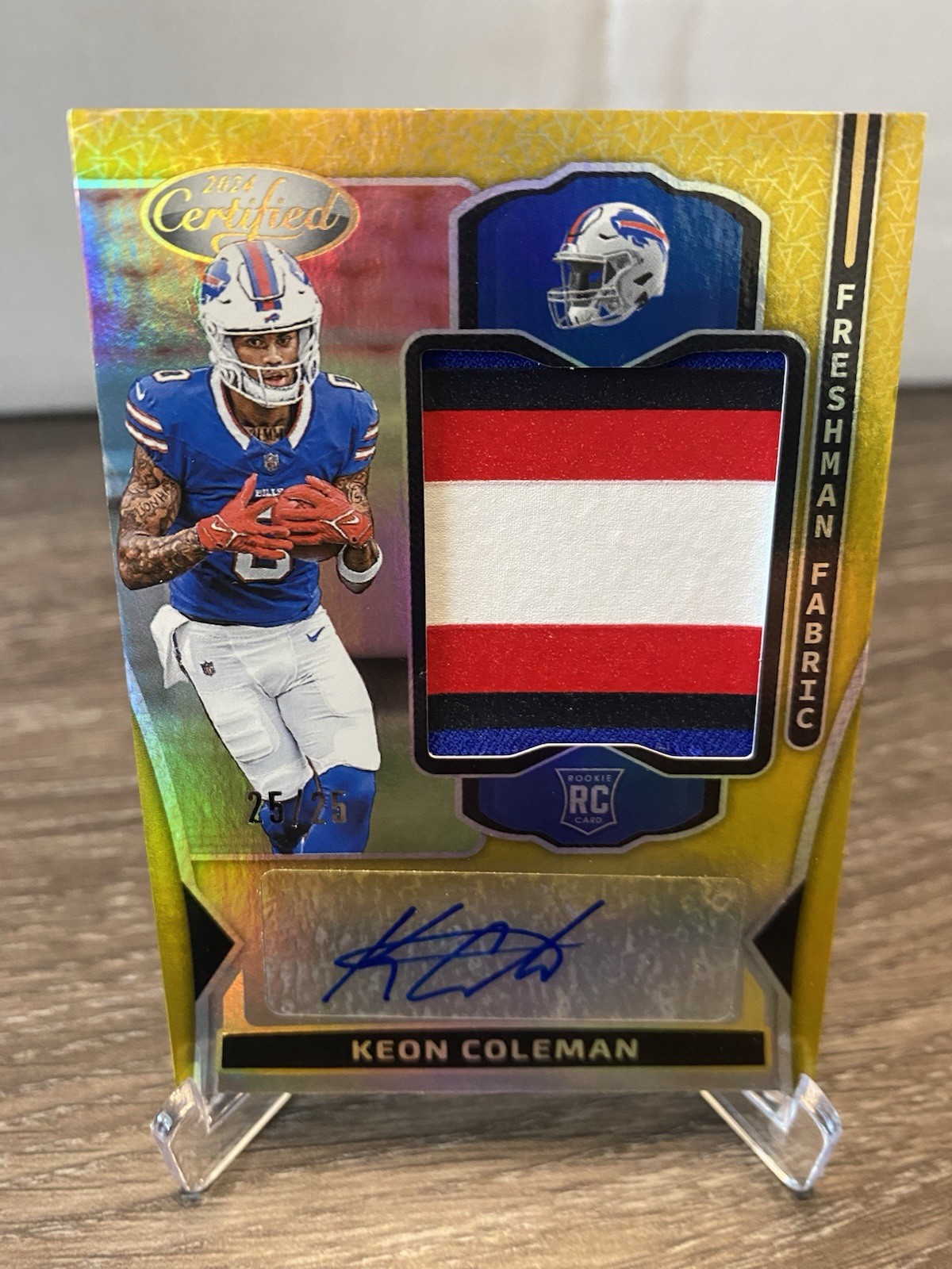 Keon Coleman Panini Certified Freshman Fabric Mirror Signatures #FMSKCN Gold Etch