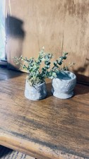Pair Of Handmade Ceramic Planters For Faux Succulents