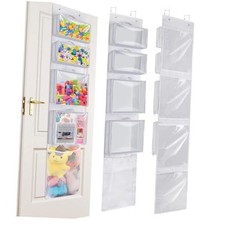Over Door Organizer and Storage, Hanging Toy Holder with 4 Clear White
