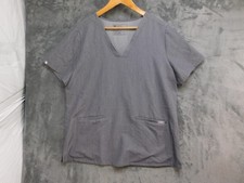 FIGS Scrub Top Womens XL Gray Casma Technical Collection V-Neck Pockets Nurse