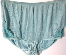 Vintage 90s Vanity Fair Satin Panties Blue Lace Leg Granny Briefs Size Large