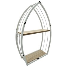 Regal Boot Weiß Wandregal Maritim Metall MDF-Holz 48x32x12 cm Dekoregal Shabby