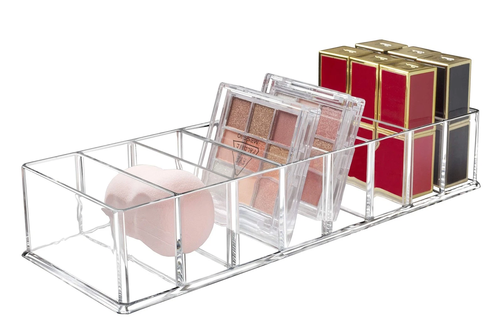 Removable Cosmetic Organizer 8 Compartments Makeup Organizer Acrylic Storage B...