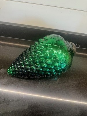 Large Huge Kugel Christmas Ornament Green Glass Grape Cluster 14'' READ