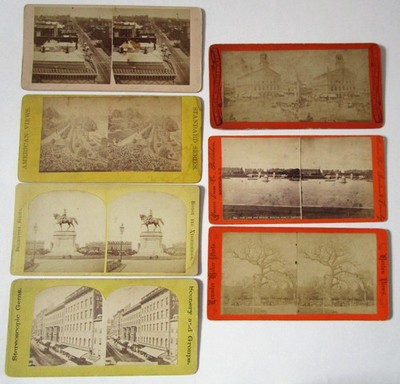 Lot of 7 Stereoview Cards Boston and Vicinity