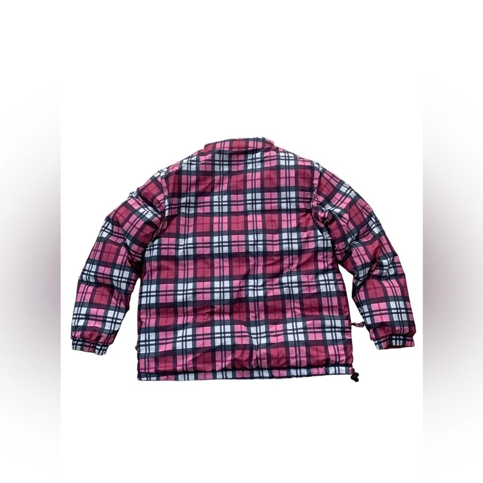 Casaco acolchoado feminino LL Bean tamanho pequeno rosa e reversível xadrez enchimento ganso - Imagem 4 de 4