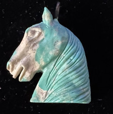 VINTAGE CARVED HORSEHEAD PENDANT POSSIBLY HOWLITE OR MAGNESITE-- 1 IN TALL