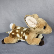 Aurora Miyoni Fawn Deer Plush Stuffed Animal Brown White Spots Laying Toy Cute