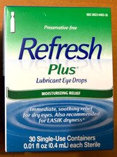 Refresh Plus Lubricant Eye Drops PRES. FREE 30/ct EXP: 06/2026