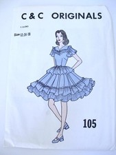 UNCUT Vintage C  C Originals Ruffled Square Dance Dress Pattern 105 12 14 16