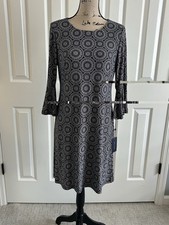 Tommy Hilfiger Printed Jersey Bell-Sleeve Shift Dress. Size 8 NWT