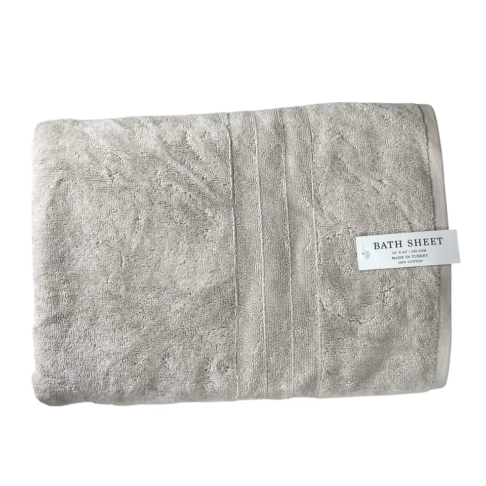 Hotel Collection Turkish Bath Sheet & Bath Towel Beige Set of 2 NEW - Image 4 of 4