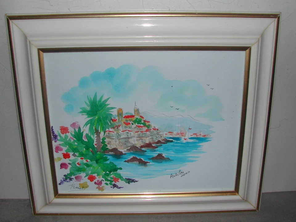 Aquarelle signée MARCEL TRONET : ANTIBES 2000 - Photo 2/4