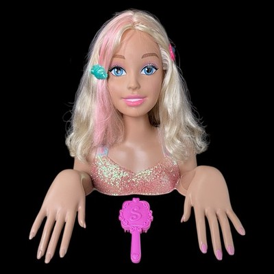 Mattel Just Play 2016 Big Barbie Doll Styling Head & Nails 12  Bust Blonde