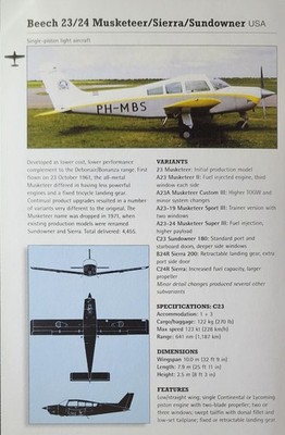 Beech Musketeer Plane Picture Aircraft Original Article Vtg Info Detail Sheet  