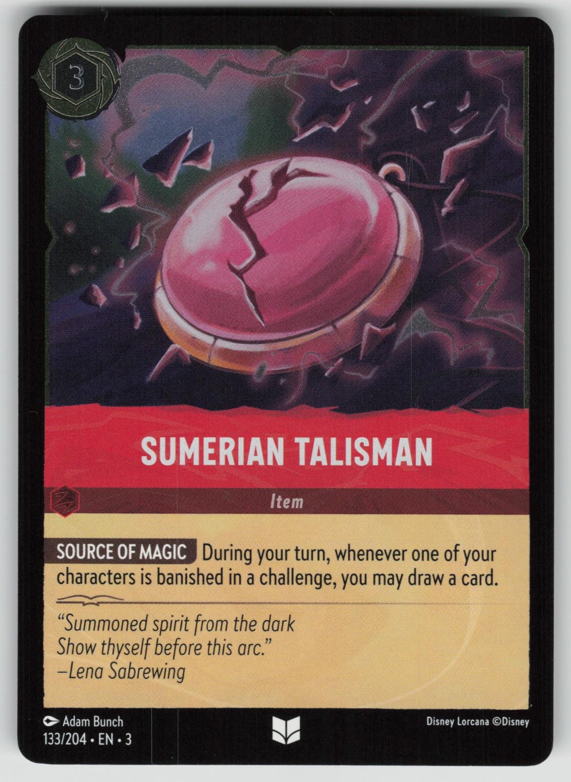 Sumeriian Sumerian Talisman 133/204 Uncommon Into the Inklands Lorcana Cold Foil ...