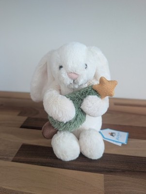 Jellycat Bashful Bunny with Christmas Tree BNWT Rare Retired White Genuine Bunny