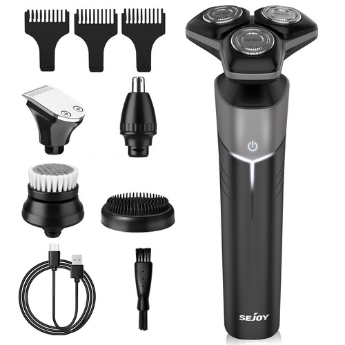 SEJOY 5IN1 Cordless Electric Razor Rotary Shavers Wet Dry Sideburn Nose Trimmer - Picture 2 of 16