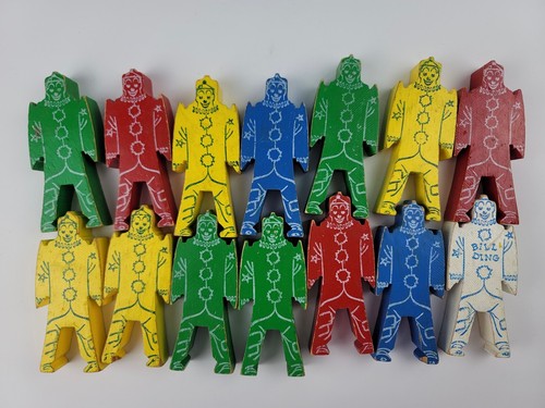 Bill Ding Blocks Balancing Building 14 Vintage Wood Stacking Men 4.5" Puzzle - Picture 3 of 6