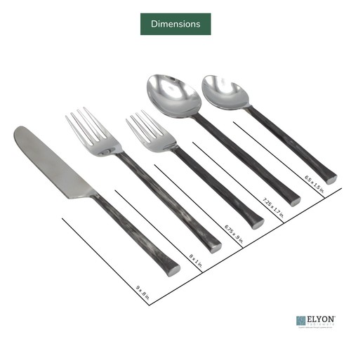 Elyon Tableware Lavista 20 Piece Reflective Hand Forged Flatware Stainless Steel - Picture 2 of 3