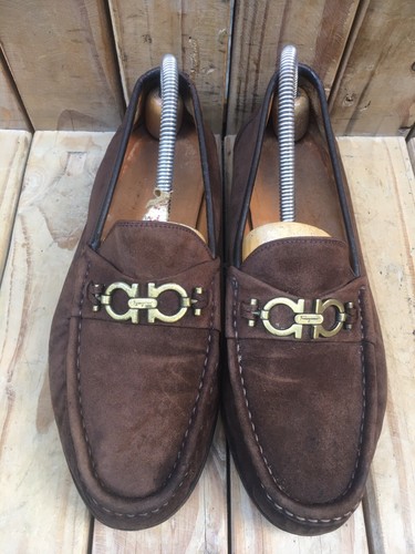 Salvatore Ferragamo Women’s Horsebit Brown suede Loafers uk 8.5 EE USA 11 - 第 6/19 張圖片