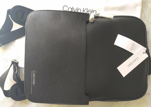 ZAINO CALVIN KLEIN slivered eco pelle Nero borsa porta PC - NUOVO | eBay
