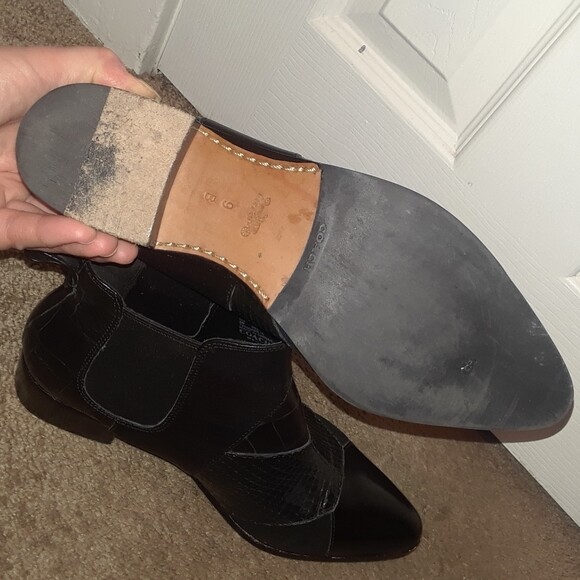 COACH size 9 Patchwork Leather Black ankle boots … - image 7