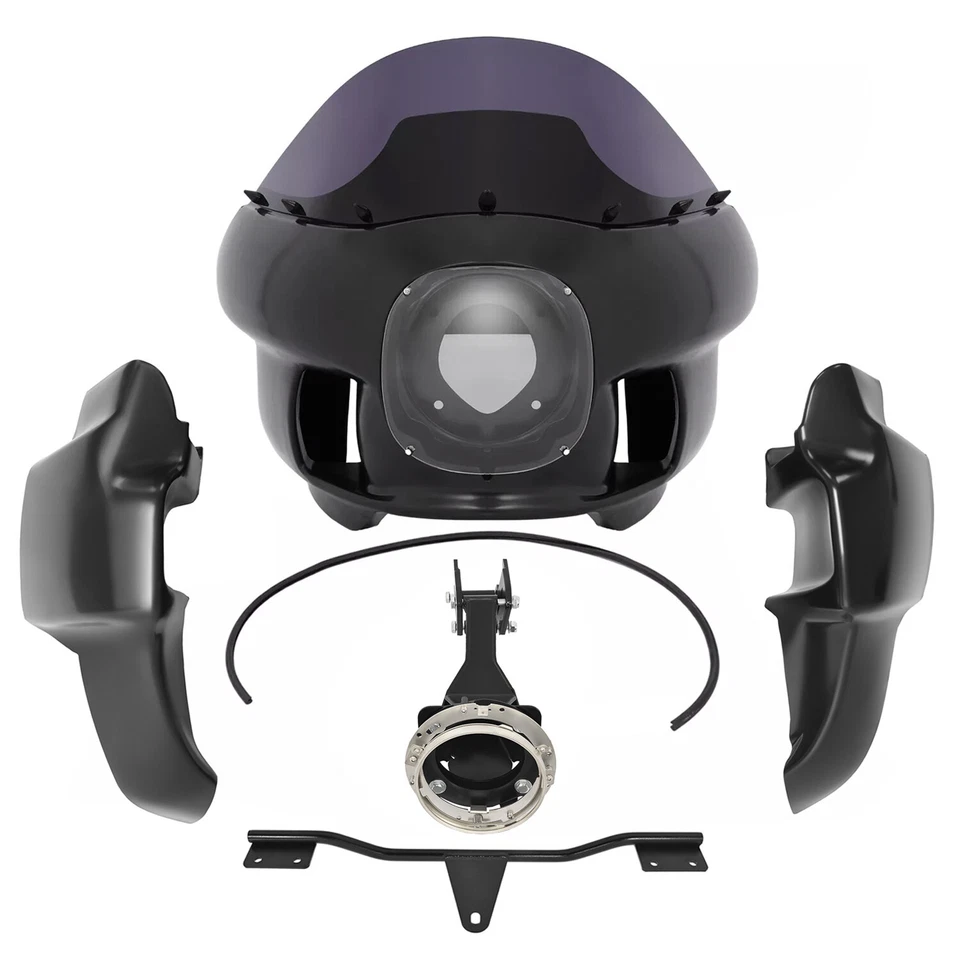 Carenado delantero de deslizamiento ancho para Harley Dyna Low Rider + carenado de patas + montaje de faros Foto 4 de 4