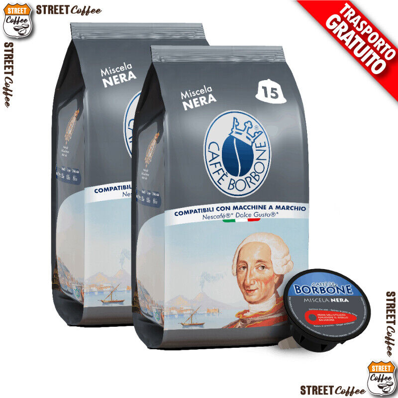 180 Capsule Caffè Borbone Miscela Nera Nero 100% Compatibili Dolce Gusto Nescafè