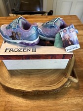 Disney Girls' Frozen Two Shoes Laceless LED Light Up Shoes Blue Size 6 NWB