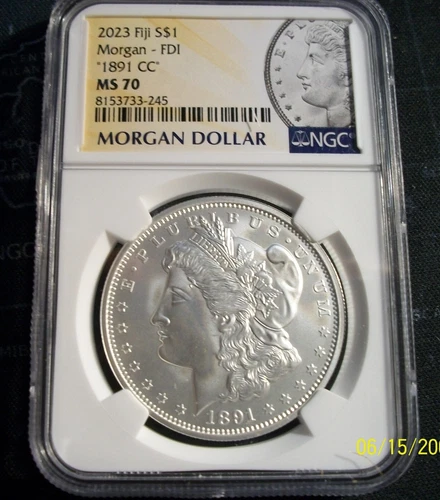 1891  CC MORGAN SILVER DOLLAR NGC MS 70 FIRST DAY Morgan label 2023 FIJI mint