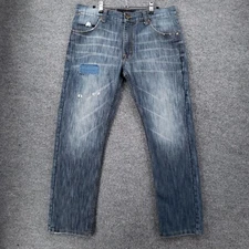 PD&C Paper Denim Cloth Jeans Mens 34x30 Blue Slim Straight Stone Wash Denim