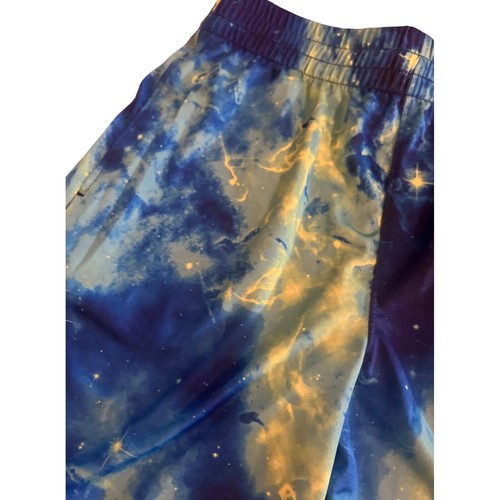 Lands' End Active Shorts Colorblock Electric Lime Space Galaxy Kids M - Picture 3 of 6