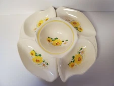 Vintage hikli California originals  floral Lazy Susan Chip And Dip Yellow Daisy 